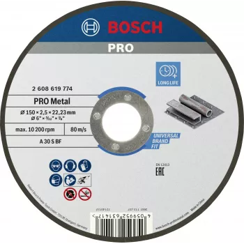 Bosch Standard for Metal griešanas disks 150 mm x 1,6 mm x 22,23 mm, taisns, alumīnija oksīds, 1 gab. 2608619774