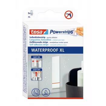 Tesa Powerstrips Waterproof XL līmes strēmeles līdz 9 kg, baltas, 9 strēmeles 40519-00000-00