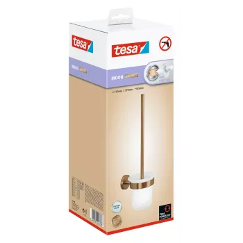 tesa MOON BRONZE tualetes birstes komplekts ar līmes stiprinājumu, stikls un metāls 40601-00000-00