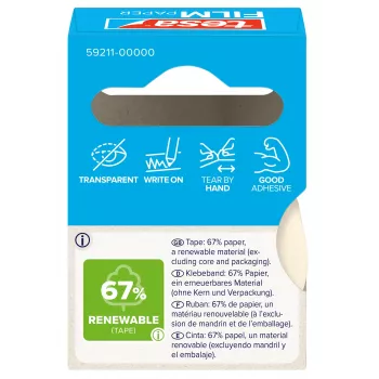 Tesa 59211 papīra līmlente 19 mm x 10 m, dabīgi balta, plēšama ar rokām, rakstāma, bez šķīdinātājiem 59211-00000-00