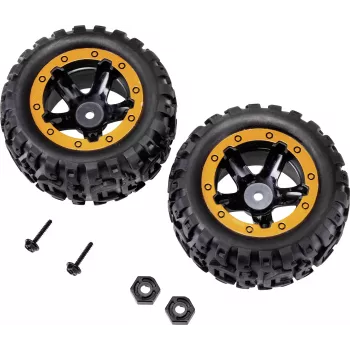 Reely RE-6904695 1:10 bezceļa riteņu komplekts (2 gab., 87 mm, 12 mm hex, melns)