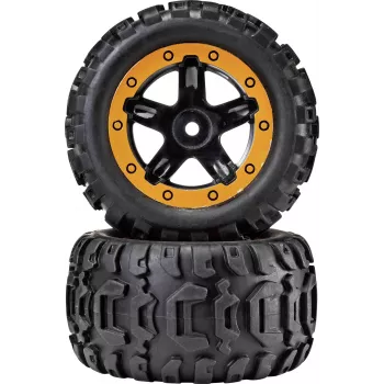 Reely RE-6904695 1:10 bezceļa riteņu komplekts (2 gab., 87 mm, 12 mm hex, melns)