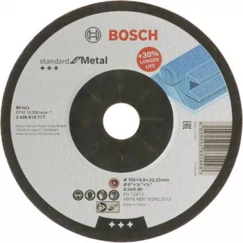 Bosch Standard for Metal slīpēšanas disks 125 x 6,0 mm, Type 27, alumīnija oksīds, 2608619777