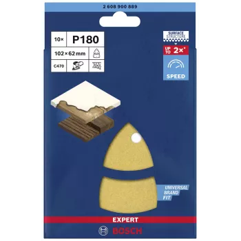 Bosch EXPERT C470 180 graudu perforētas orbitālās slīpēšanas loksnes 102 x 93 mm, 10 gab.