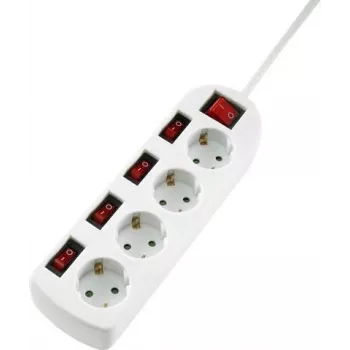 Sygonix SY-4535068 Schuko kontaktligzdas adapteris ar slēdzi, balts, 16 A, 3680 W, bērnu aizsardzība