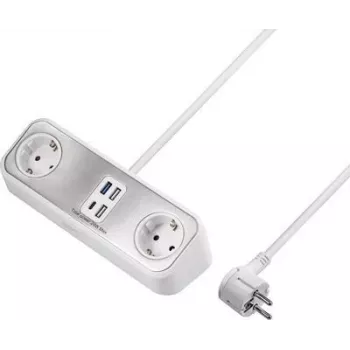 Sygonix SY-4538256 2 vietu Schuko pagarinātājs, balts, 1,5 m kabelis