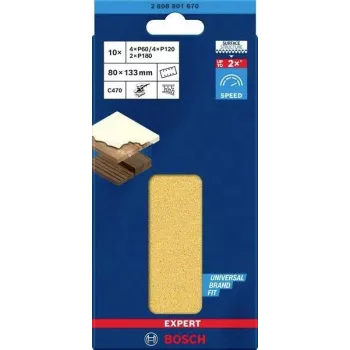 Bosch Accessories 2608901670 slīppapīra komplekts ekscentriskajām slīpmašīnām, graudainība 60, 120, 180, 133 mm x 80 mm, 15 gab.
