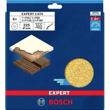 Bosch Accessories 2608901677 slīppapīra komplekts ģipškartona slīpmašīnai, graudainība 40/80/120/180, 225 mm, 6 gab.