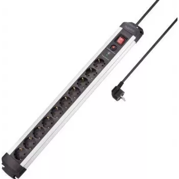 SYGONIX SY-4755616 pārsprieguma aizsardzības pagarinātājs, sudraba/melns, 6 Schuko kontaktligzdas, 1,5 m