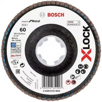 Bosch X-LOCK R780 Best for Inox leņķa slīpēšanas diski 125 mm P60 cirkonija alumīnija konusveida Type 29 2608619804