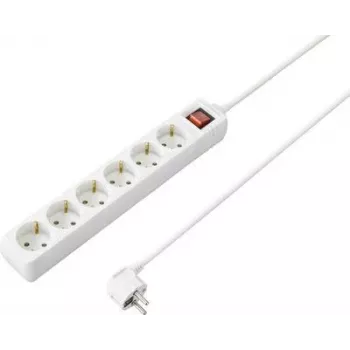 SYGONIX SY-4891004 4 ligzdu pagarinātājs ar slēdzi, balts, 1,5 m kabelis, Schuko