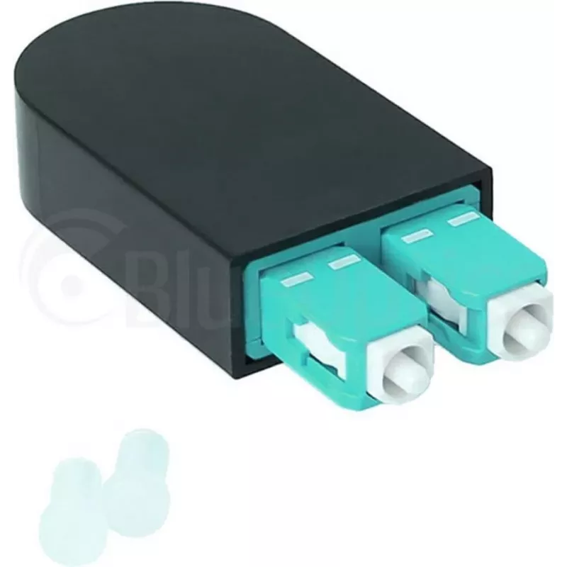 BLUELAN BlueOptics Šķiedras optikas cilpas adapteris OM3 50/125µm Multimode SC/UPC Duplex, Aqua/Turquoise, keramikas ferula, -40°C līdz +85°C (BOLBSCOM3)