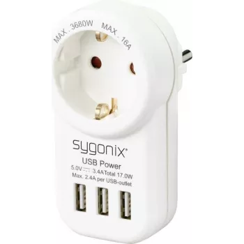 Sygonix SY-4755856 starpniekadapteris ar 2 USB portiem, balts