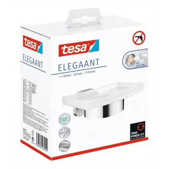 tesa ELEGAANT 40628-00000-00 ziepju trauks hromēts (spīdīgs), balts (matēts)