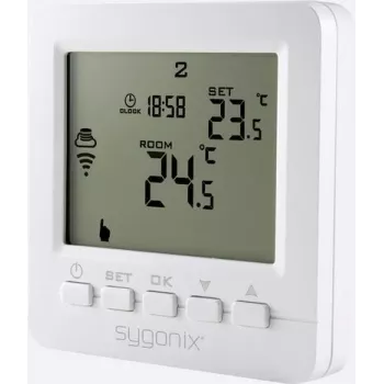 Sygonix Bezvadu iegremdējamais istabas termostats ar nedēļas programmu, 5-35°C, 868 MHz, 16A relejs, balts (SY-4500820)