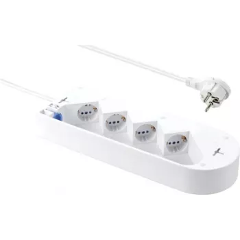 Sygonix SY-5228510 4 vietu pagarinātājs ar slēdzi, balts, 1,5 m kabelis
