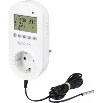 Sygonix Universālais termostata spraudnis ar nedēļas programmu, 1 līdz 70 °C, 3680 W, Schuko (SY-5372566)