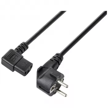 Sygonix SY-5243882 IEC C13 barošanas kabelis, CEE 7/7 leņķa Schuko uz IEC C13 ligzdu, 3 m, melns