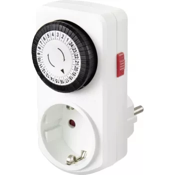 Sygonix SY-5042668 Analogais kontaktligzdas taimeris ar dienas programmu 3680 W IP20 nepārtrauktai darbībai, balts