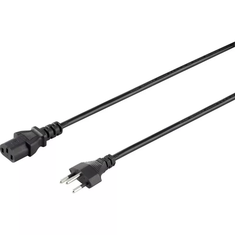 Sygonix SY-5042720 IEC C13 barošanas kabelis, CEE 7/7 leņķiskais Schuko spraudnis uz IEC C13 ligzdu, 2 m, melns