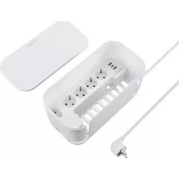 Sygonix SY-6118238 5 vietu Schuko kontaktligzdu bloks ar pagarinātāju, 1,5 m kabelis, balts
