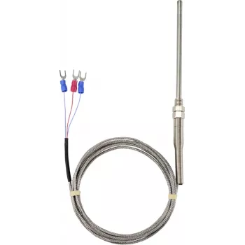 Sygonix M8 PT100 3 vadu temperatūras sensors, -50 līdz 300 °C, nerūsējošais tērauds, IP67, 2 m silikona kabelis SY-6085070