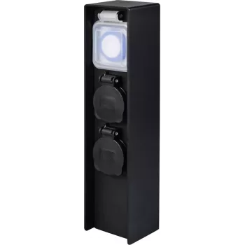 Sygonix SY-6121656 dārza kontaktligzda ar 2 ligzdām un taimeri IP44 melna ar zemes tapu