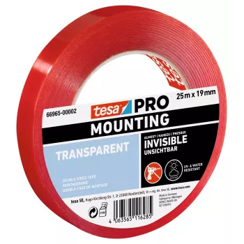 tesa Mounting PRO caurspīdīga montāžas lente 25 m x 19 mm 66965-00002-00