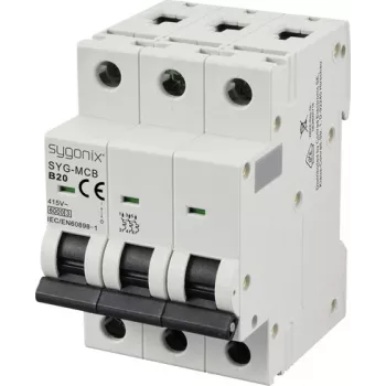 Sygonix SY-6440996 3-polige automātiskais slēdzis B20 20A 415V AC 6kA DIN sliedei
