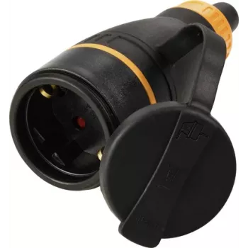 Sygonix SY-6618484 Schuko drošības kontaktligzdas savienotājs TPE PC 250 V/AC melns oranžs IP44
