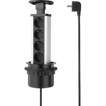 SYGONIX SY-4737792 galda pagarinātājs ar 8 Schuko kontaktligzdām un 2 USB portiem, melns/sudraba