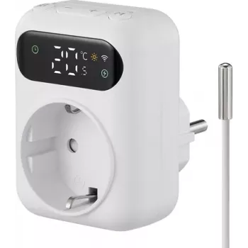 Sygonix SY-6824096 kontaktligzdas termostats ar nedēļas programmu, 16 A, 3680 W, LCD, aizsardzība pret aizsalšanu, bērnu bloķētājs, balts