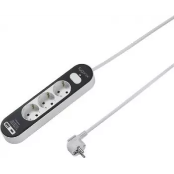 SYGONIX SY-4755366 6 ligzdu pagarinātājs ar slēdzi, balts/pelēks, 1,5 m
