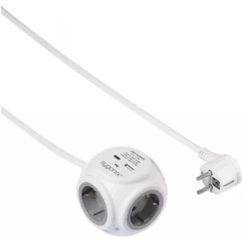 Sygonix SY-5827192 3 ligzdu strāvas kubs ar 1,4 m kabeli, balts/pelēks, 16 A, 3680 W
