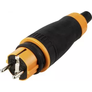 Sygonix SY-6618478 Schuko kontaktspraudnis ar zemējumu TPE PC 250 V/AC melns oranžs IP44