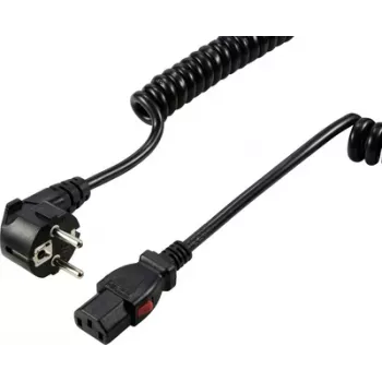 Sygonix SY-6733074 bloķējams barošanas kabelis CEE 7/7 uz IEC C13, 3 m, melns