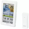 Sygonix SY-5509564 Digitālā meteostacija ar 12–24 stundu prognozi, DCF pulksteni, iekštelpu/āra temperatūru un mitrumu, mēness fāzēm, sala brīdinājumu, atbalstu 3 sensoriem