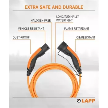 LAPP Type 2 elektromobiļa uzlādes kabelis 11 kW 3 m oranžs 75743
