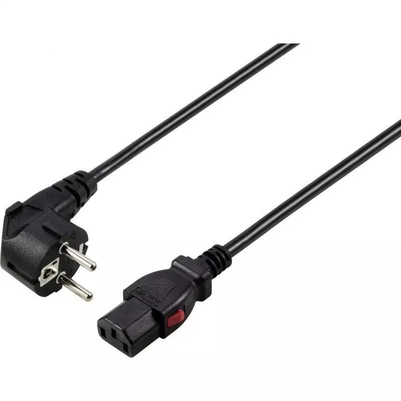 Sygonix SY-6733072 fiksējams IEC C13 barošanas kabelis, CEE 7/7 uz IEC C13, 2 m, melns