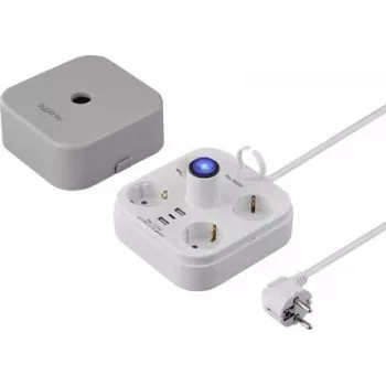Sygonix SY-6788330 4-vietīga Schuko kuba kontaktligzda pelēka/balta