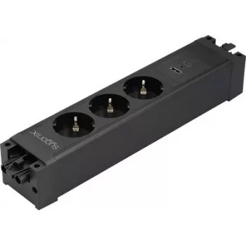 Sygonix SY-6872236 3 ligzdu iegremdējamais kontaktligzdu modulis bez slēdža, melns