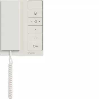 Hager RTQ640X audio iekštelpu stacija ar klausuli 2-vadu IP kopnei, polāri balta