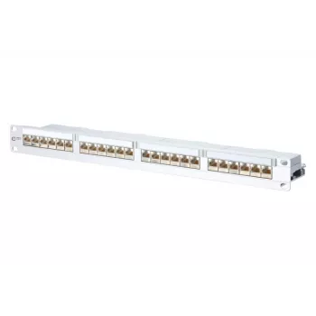 METZ CONNECT 130856-E-90 24 portu Cat.6A ekranēts patch panelis, 1U, balts