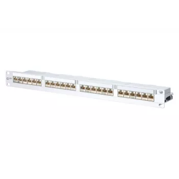 METZ CONNECT 130856-E-90 24 portu Cat.6A ekranēts patch panelis, 1U, balts