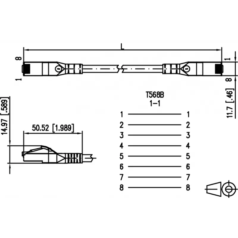 METZ CONNECT Cat.6A S/FTP Patch Cable, RJ-45 to RJ-45, 0,5 m, pelēks, 10GBase-T 1308453000-E