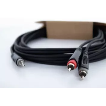 Cordial 14854 3,5 mm jack uz 2x RCA audio Y-adaptera kabelis, 1 m, melns