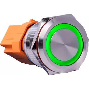 Joy-IT BUTTON22C-M-GR nefiksējoša spiedpoga, 250 V AC, 15 A, IP67, IK10, 22 mm, zaļa