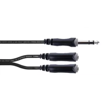 Cordial 14882 6,3 mm stereo jack Y-adaptera kabelis, 1x vīrišķais uz 2x sievišķajiem, 0,3 m, melns PVC