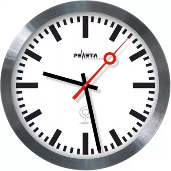 PEWETA radio vadības dzelzceļa stacijas sienas pulkstenis, 30 cm, alumīnijs 51.020.325