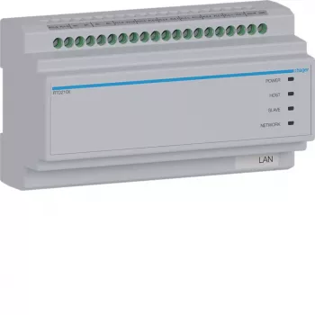 Hager RTD210X 2-vadu sistēmas komutators, 6-kārtīgs, Hager IP interkomam, DIN sliedei, 4 moduļi, gaiši pelēks